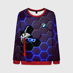 Свитшот мужской BMW неоновые соты, цвет: 3D-красный