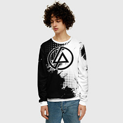 Свитшот мужской Linkin park - черно-белая абстракция, цвет: 3D-белый — фото 2