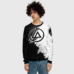 Свитшот мужской Linkin park - черно-белая абстракция, цвет: 3D-черный — фото 2