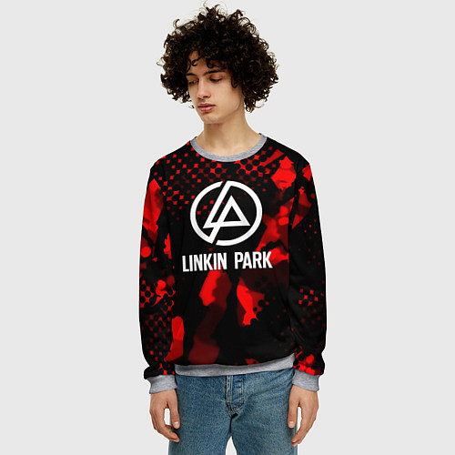 Мужской свитшот Linkin park краски текстуры / 3D-Меланж – фото 3