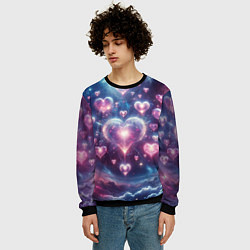 Свитшот мужской Космические сердца - звезды, цвет: 3D-черный — фото 2