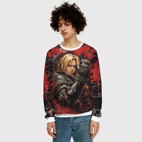 Мужской свитшот Edward Elric - Fullmetal Alchemist / 3D-Белый – фото 3