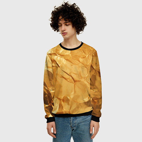 Мужской свитшот Золотая поверхность камня / 3D-Черный – фото 3