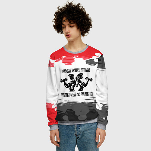 Мужской свитшот Сила и красота / 3D-Меланж – фото 3