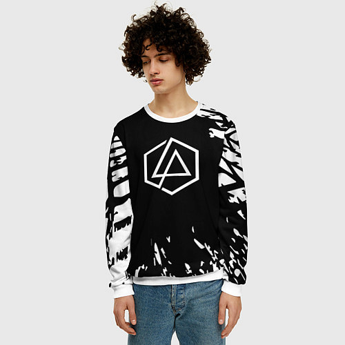Мужской свитшот Linkin park краски текстура рок / 3D-Белый – фото 3