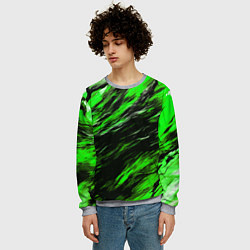 Свитшот мужской Чёрная и зелёная буря, цвет: 3D-меланж — фото 2