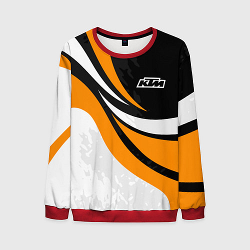 Мужской свитшот КТМ - оранжевые вставки / 3D-Красный – фото 1