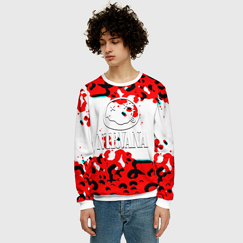 Мужской свитшот Nirvana краски текстура / 3D-Белый – фото 3