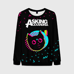Свитшот мужской Asking Alexandria - rock star cat, цвет: 3D-черный