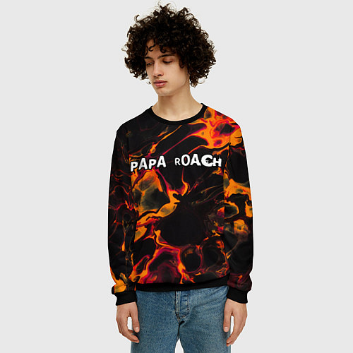 Мужской свитшот Papa Roach red lava / 3D-Черный – фото 3