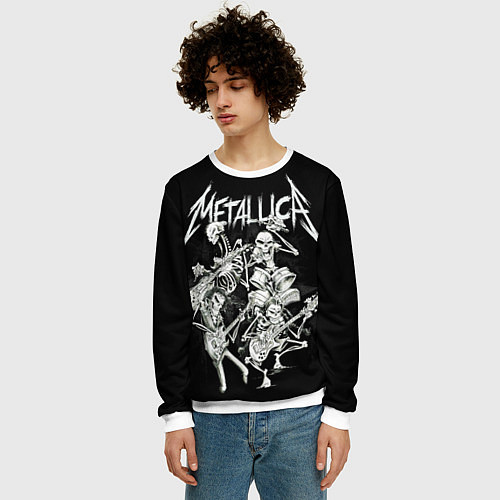 Мужской свитшот Металлика - скелеты / 3D-Белый – фото 3