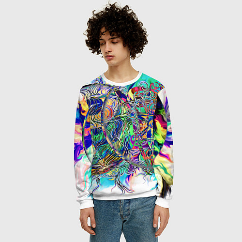 Мужской свитшот Сплетенные круги Инь Ян / 3D-Белый – фото 3