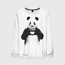 Свитшот мужской Panda love, цвет: 3D-белый