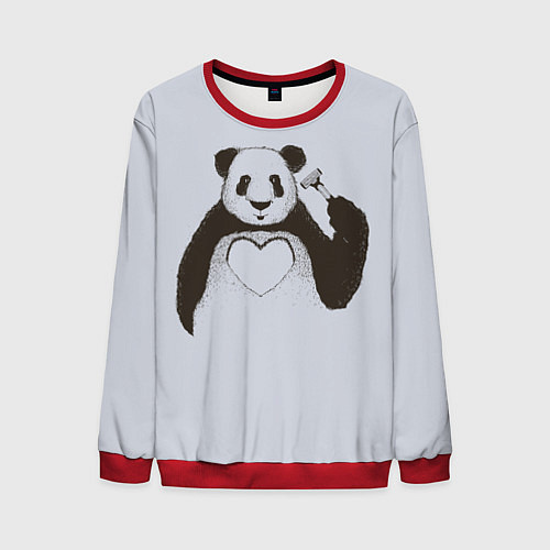 Мужской свитшот Panda love art / 3D-Красный – фото 1