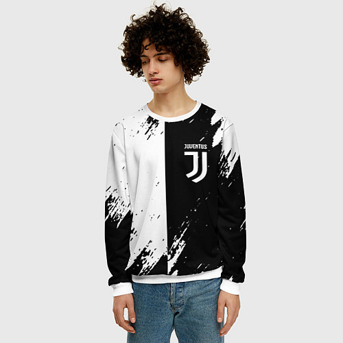 Мужской свитшот Juventus краски чёрнобелые / 3D-Белый – фото 3
