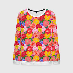 Свитшот мужской Летний цветочный фон, цвет: 3D-белый