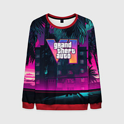 Свитшот мужской GTA 6 logo night Vice city, цвет: 3D-красный