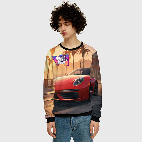 Мужской свитшот GTA 6 logo auto style / 3D-Черный – фото 3