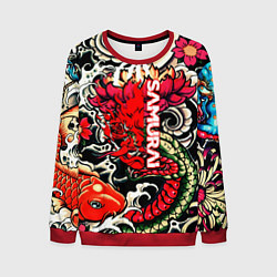 Свитшот мужской Samurai татуировки, цвет: 3D-красный