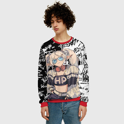 Мужской свитшот Фрирен граффити / 3D-Красный – фото 3