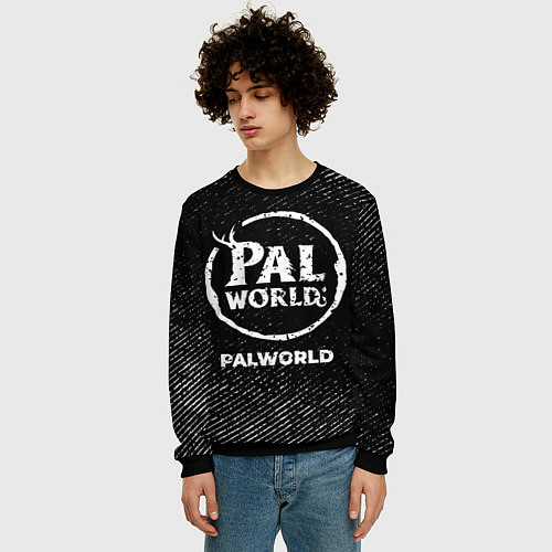 Мужской свитшот Palworld с потертостями на темном фоне / 3D-Черный – фото 3