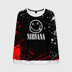 Свитшот мужской Nirvana брызги красок, цвет: 3D-белый