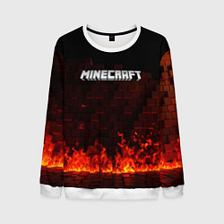 Свитшот мужской Minecraft fire logo, цвет: 3D-белый