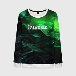 Свитшот мужской Palworld logo green abstract, цвет: 3D-белый