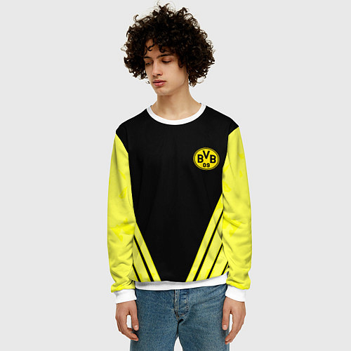 Мужской свитшот Borussia geometry yellow / 3D-Белый – фото 3