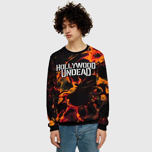 Мужской свитшот Hollywood Undead red lava / 3D-Черный – фото 3