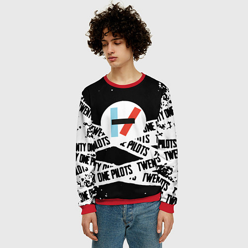 Мужской свитшот Twenty one pilots stripes steel / 3D-Красный – фото 3