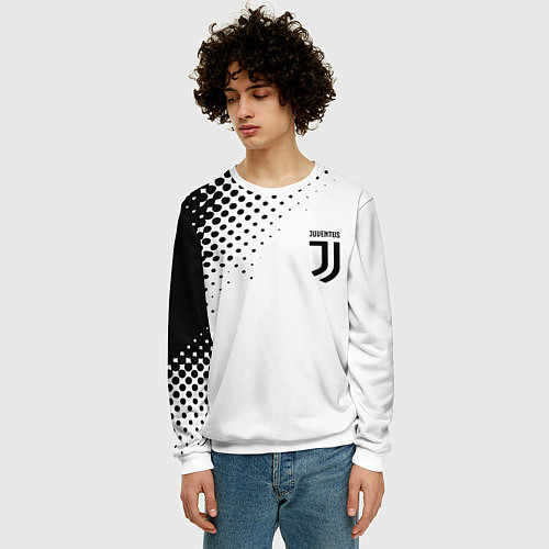 Мужской свитшот Juventus sport black geometry / 3D-Белый – фото 3