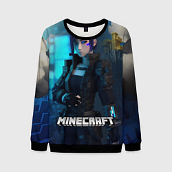 Свитшот мужской Minecraft cyberpunk woman, цвет: 3D-черный