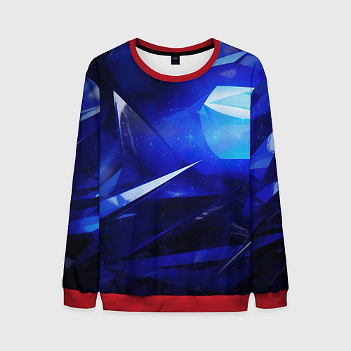 Мужской свитшот Black and blue abstract background sport style / 3D-Красный – фото 1