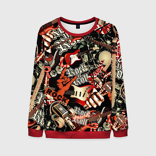 Мужской свитшот Рок патерн / 3D-Красный – фото 1