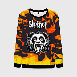 Свитшот мужской Slipknot рок панда и огонь, цвет: 3D-черный