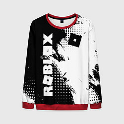 Свитшот мужской Роблокс - черно-белая абстракция, цвет: 3D-красный