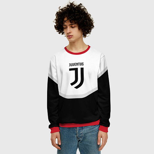 Мужской свитшот Juventus black geometry sport / 3D-Красный – фото 3