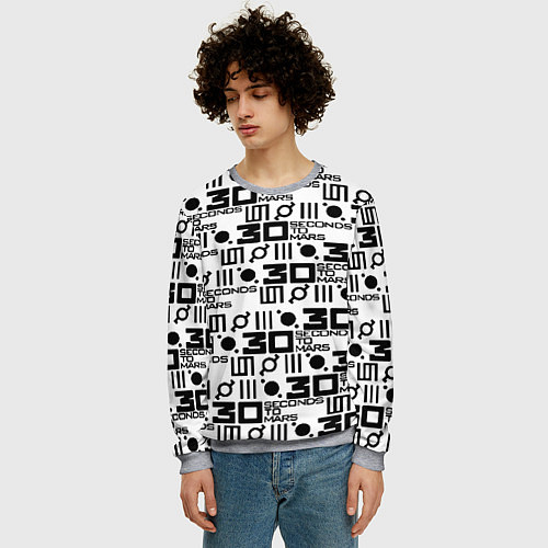 Мужской свитшот Thirty Seconds to Mars pattern rock / 3D-Меланж – фото 3
