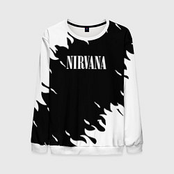 Свитшот мужской Nirvana текстура огонь, цвет: 3D-белый