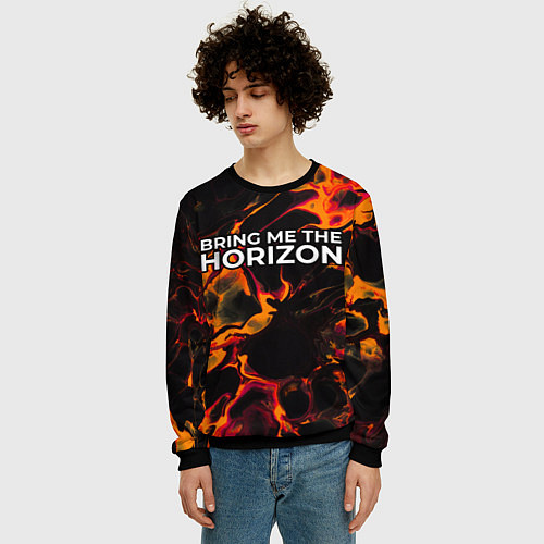 Мужской свитшот Bring Me the Horizon red lava / 3D-Черный – фото 3