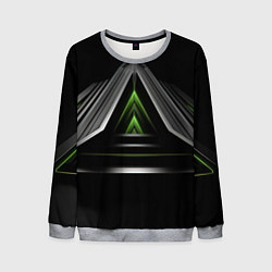 Свитшот мужской Black green abstract nvidia style, цвет: 3D-меланж