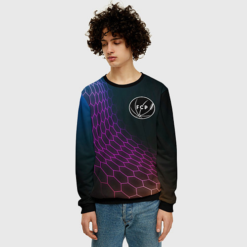 Мужской свитшот Porto футбольная сетка / 3D-Черный – фото 3
