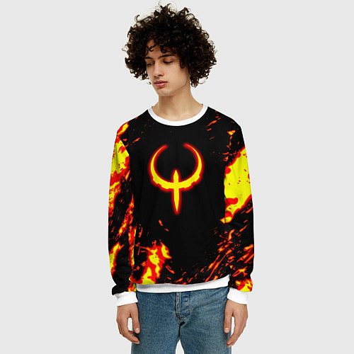 Мужской свитшот Quake fire logo / 3D-Белый – фото 3