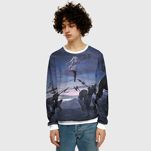 Мужской свитшот Sousou no Frieren Фрирен battle / 3D-Белый – фото 3