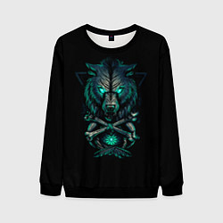 Свитшот мужской Скандинавский светящийся волк, цвет: 3D-черный