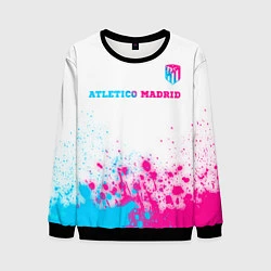 Свитшот мужской Atletico Madrid neon gradient style посередине, цвет: 3D-черный