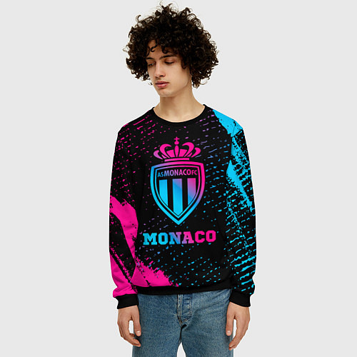 Мужской свитшот Monaco - neon gradient / 3D-Черный – фото 3