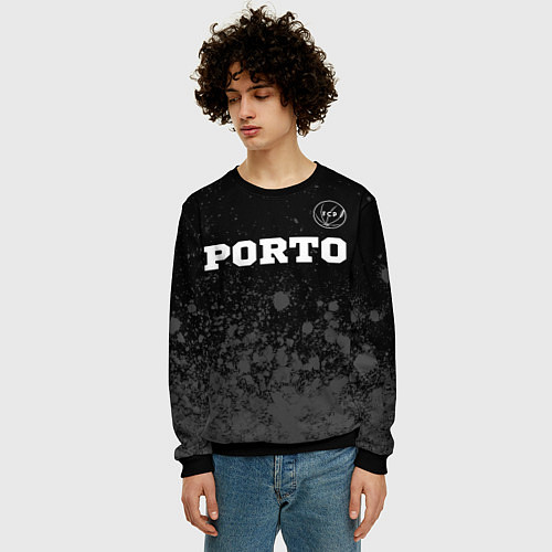 Мужской свитшот Porto sport на темном фоне посередине / 3D-Черный – фото 3