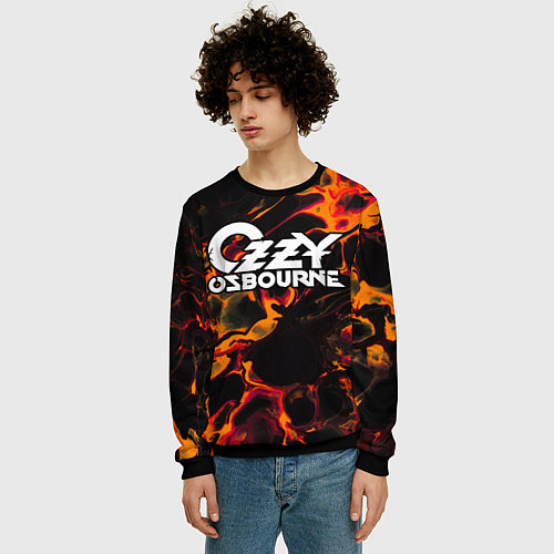 Мужской свитшот Ozzy Osbourne red lava / 3D-Черный – фото 3
